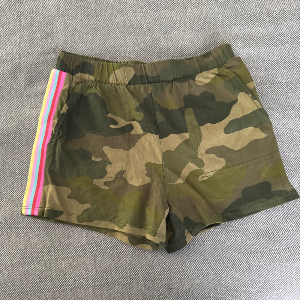 Jcrew Crewcuts Girls Camouflage Shorts with Rainbow Stripe